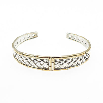 INTERNATIONAL Sterling Silver 2-Tone Vintage Bamboo Adjustable Bracelet 6.75"