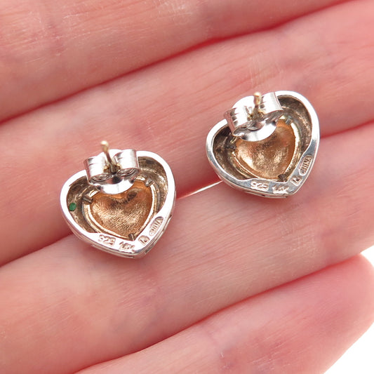 Ross Simons 925 Sterling Silver 18K Gold Vintage Heart Stud Earrings