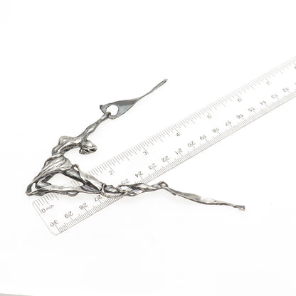 925 Sterling Silver Vintage Dancer Modernist Oxidized Centerpiece of Necklace