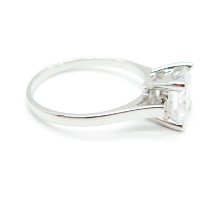 925 Sterling Silver Princess-Cut C Z Engagement Ring Size 9.25