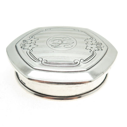 925 Sterling Silver Antique Art Deco Engraved Floral Flask / Jar Cap