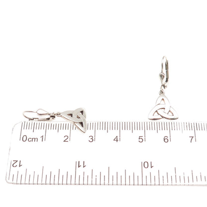 Solvar 925 Sterling Silver Vintage Ireland Celtic Trinity Knot Dangle Earrings