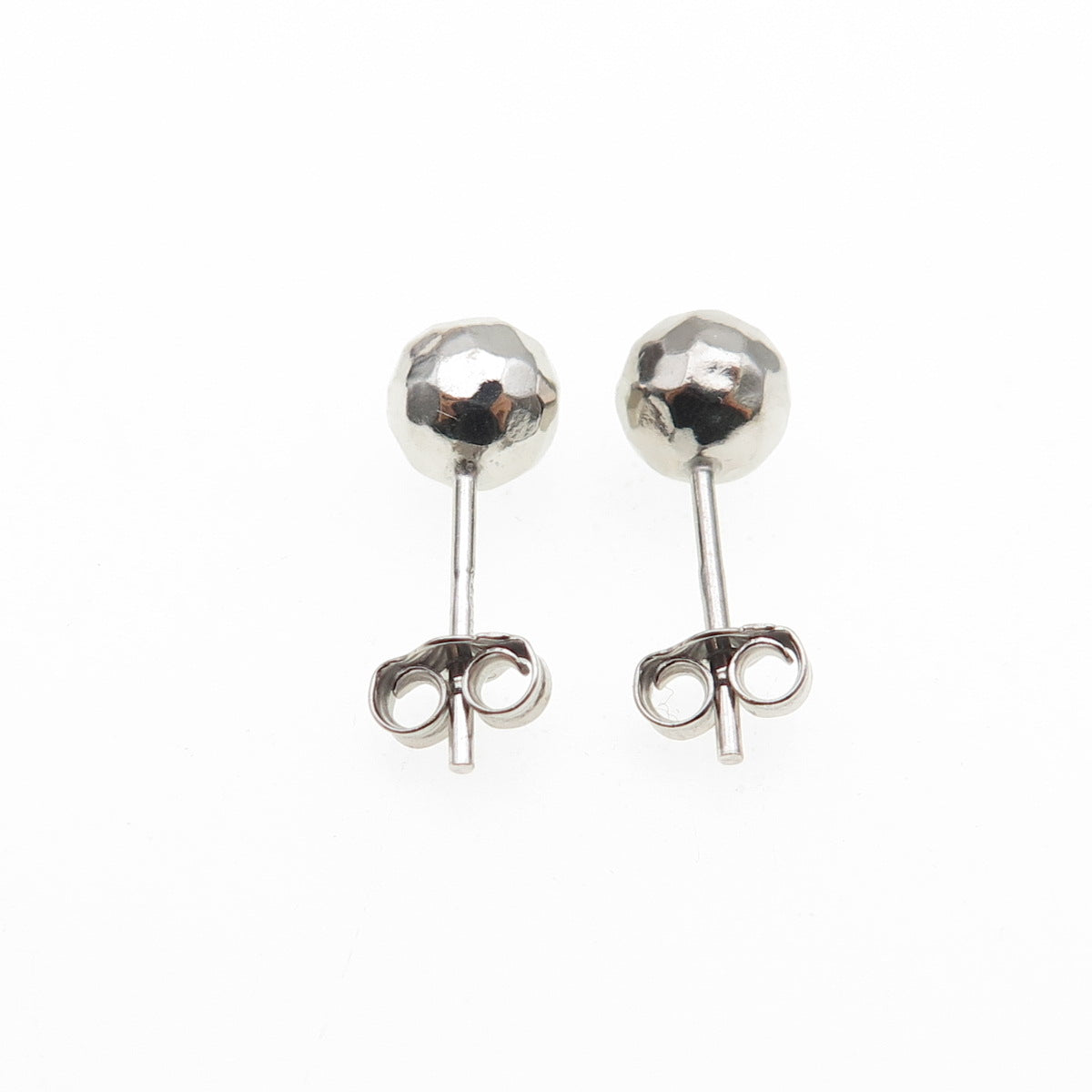925 Sterling Silver Hammered Ball Stud Earrings