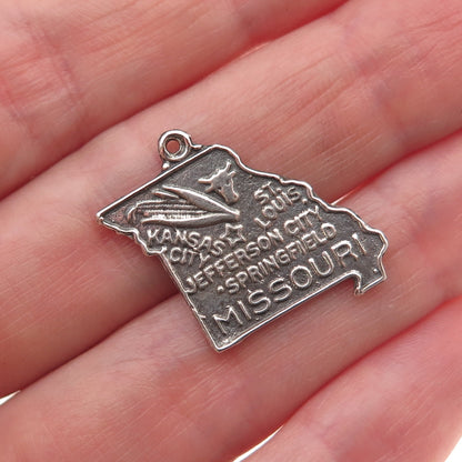 Bell Trading Post 925 Sterling Silver Vintage Missouri State Map Mini Pendant