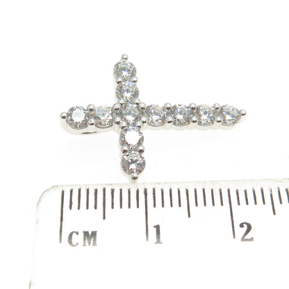 925 Sterling Silver Round-Cut C Z Cross Pendant