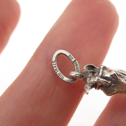 Beau 925 Sterling Silver Antique Art Deco Horse Oxidized Mini Charm Pendant