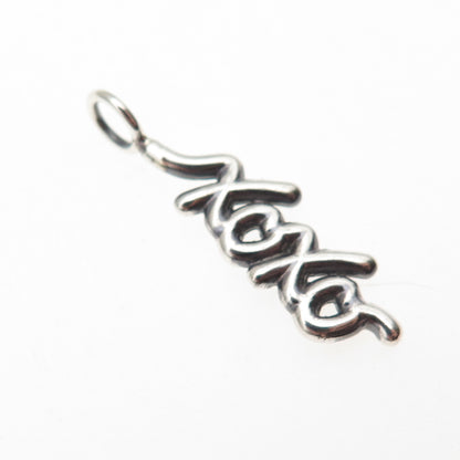 925 Sterling Silver Vintage XOXO Hugs & Kisses Oxidized Charm Pendant