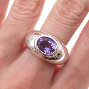 Chapal Zenray 925 Sterling Silver Vintage Real Amethyst Modernist Ring Size 9
