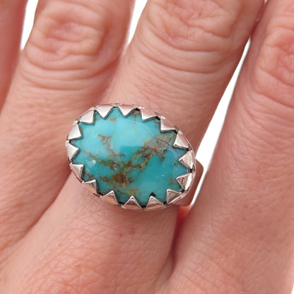 Carolyn Pollack Old Pawn 925 Sterling Silver Vintage Turquoise Ring Size 8.25