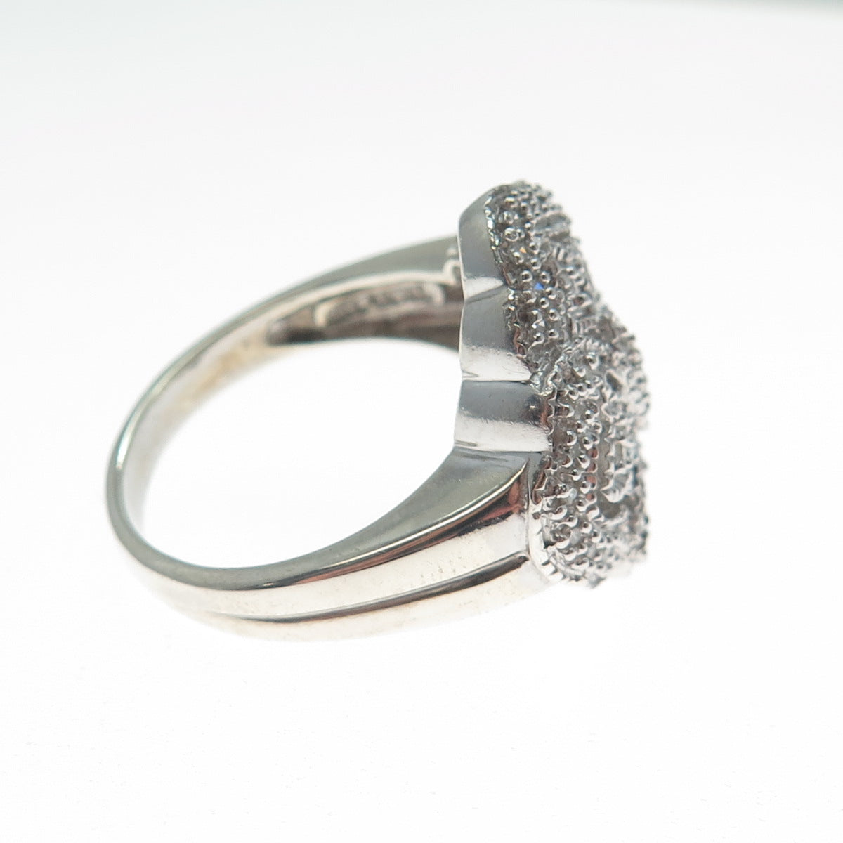 CHUCK CLEMENCY 925 Sterling Silver Real Diamond Cross Sparkle Ring Size 9.25