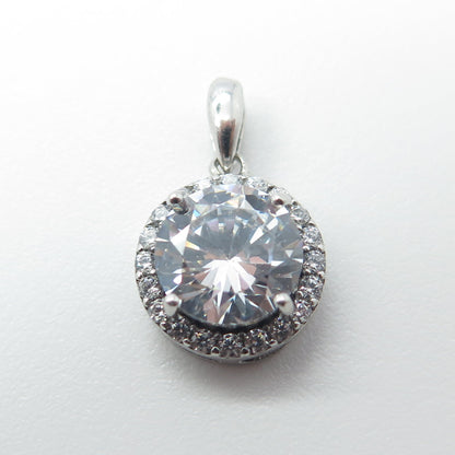 925 Sterling Silver Round-Cut Shaped C Z Pendant