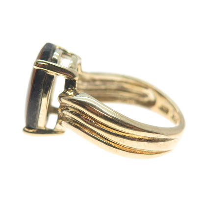 925 Sterling Silver Gold Plated Vintage Real Doublet MOP Ring Size 6