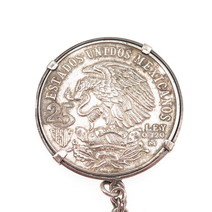 925 Sterling 720 Silver Coin Vintage 1968 Mexico 25 Pesos Olympic Games Key Fob