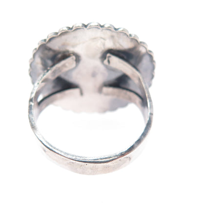 Old Pawn 925 Sterling Silver Vintage Kingman Turquoise Oxidized Ring Size 7.25