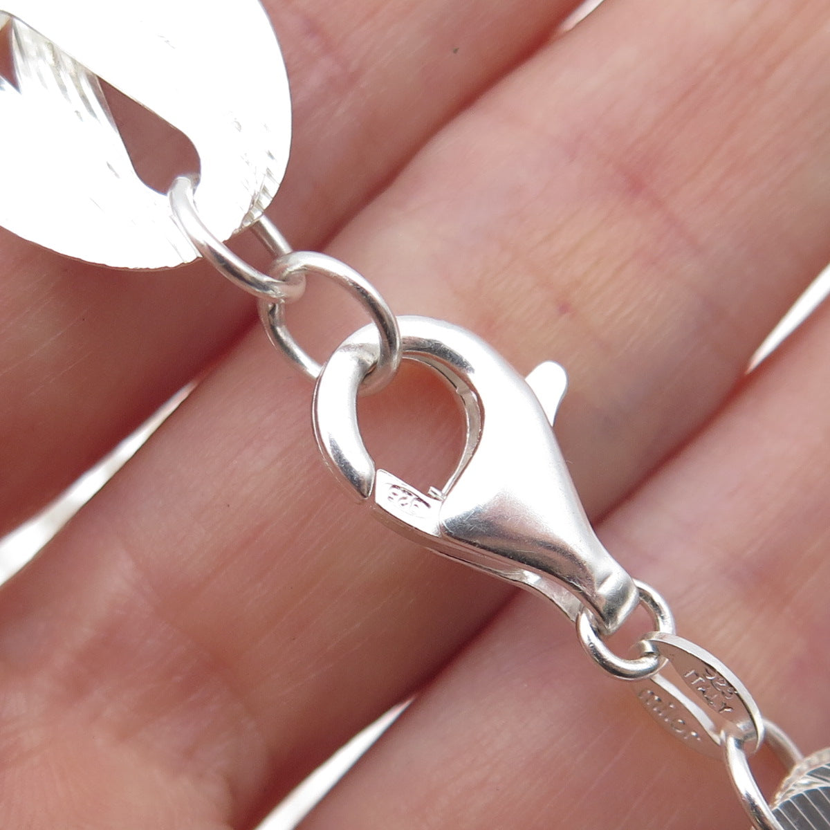 MILOR 925 Sterling Silver Vintage Italy 3-Row Oval Chain Necklace 20"