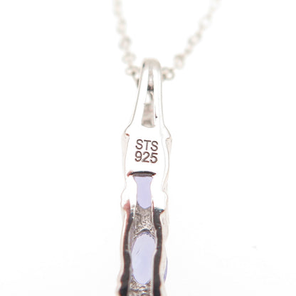 Chuck Clemency 925 Sterling Silver Real Tanzanite White Topaz Chain Necklace 20"