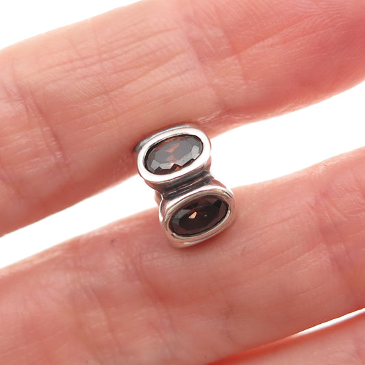 Pandora Moments Sterling Real Smoky Quartz Brown Oval Lights Slide Bead Charm