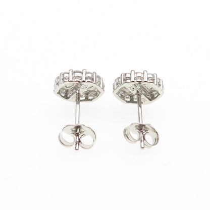 925 Sterling Silver Round-Cut C Z Stud Earrings