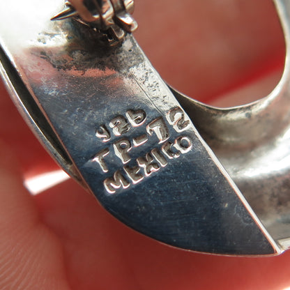 925 Sterling Silver Vintage Mexico Modernist Petal Pin Brooch / Pendant