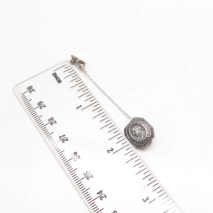 925 Sterling Silver Vintage W.C.S. Co. Ruiiner High School Pin Brooch w/ Chain