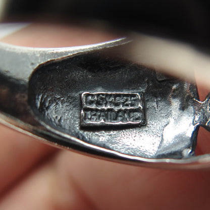 925 Sterling Silver Vintage Flower Blossom Oxidized Ring Size 7.25