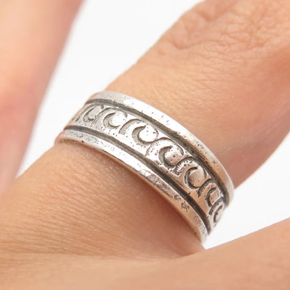 925 Sterling Silver Vintage Tribal Band Ring Size 5.5