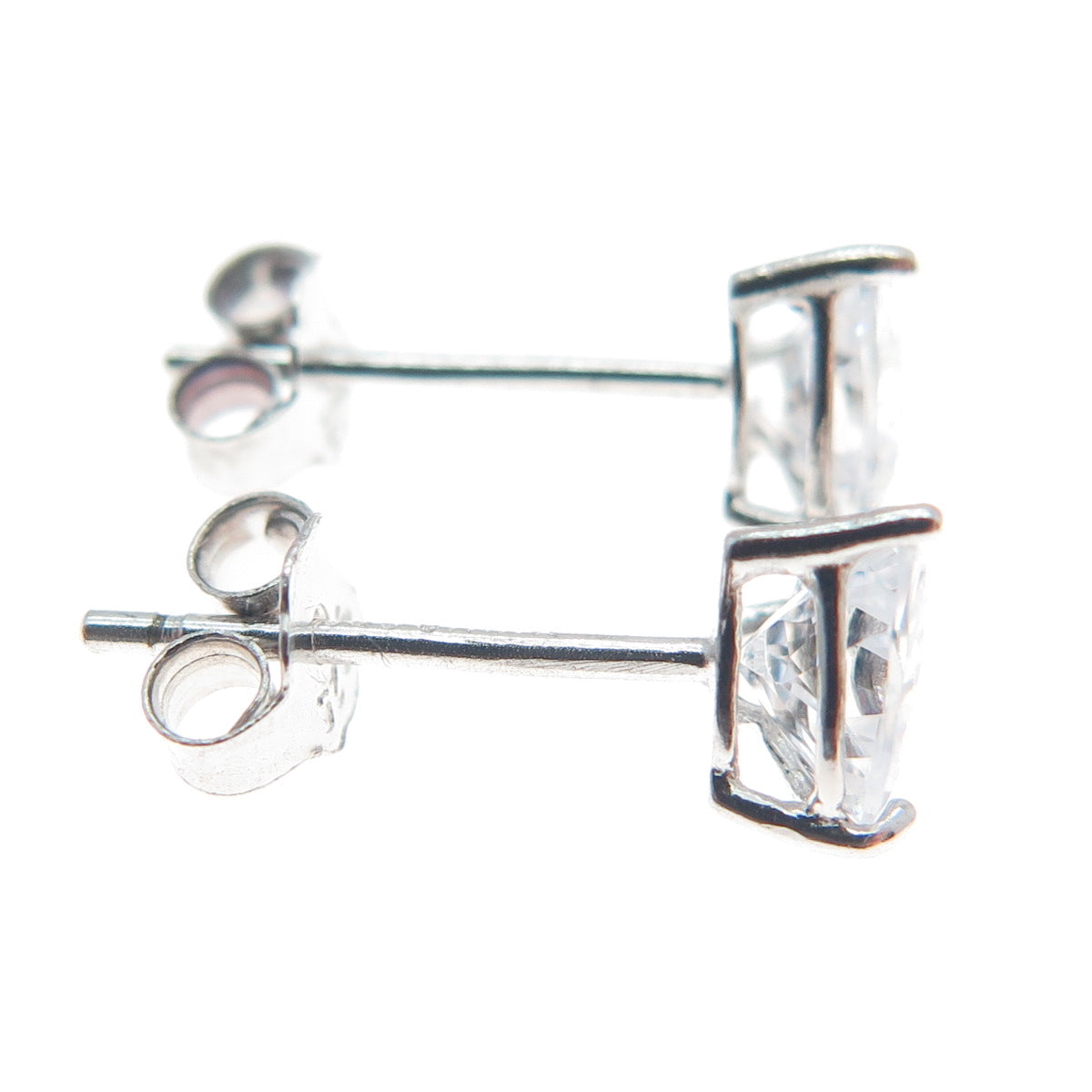 925 Sterling Silver Heart-Cut C Z Stud Earrings