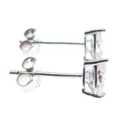 925 Sterling Silver Heart-Cut C Z Stud Earrings