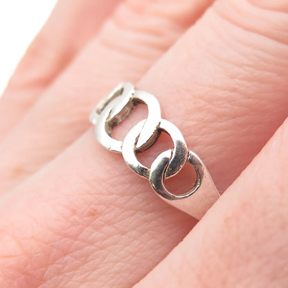 BOMA 925 Sterling Silver Vintage Interlocked Circle Link Ring Size 8