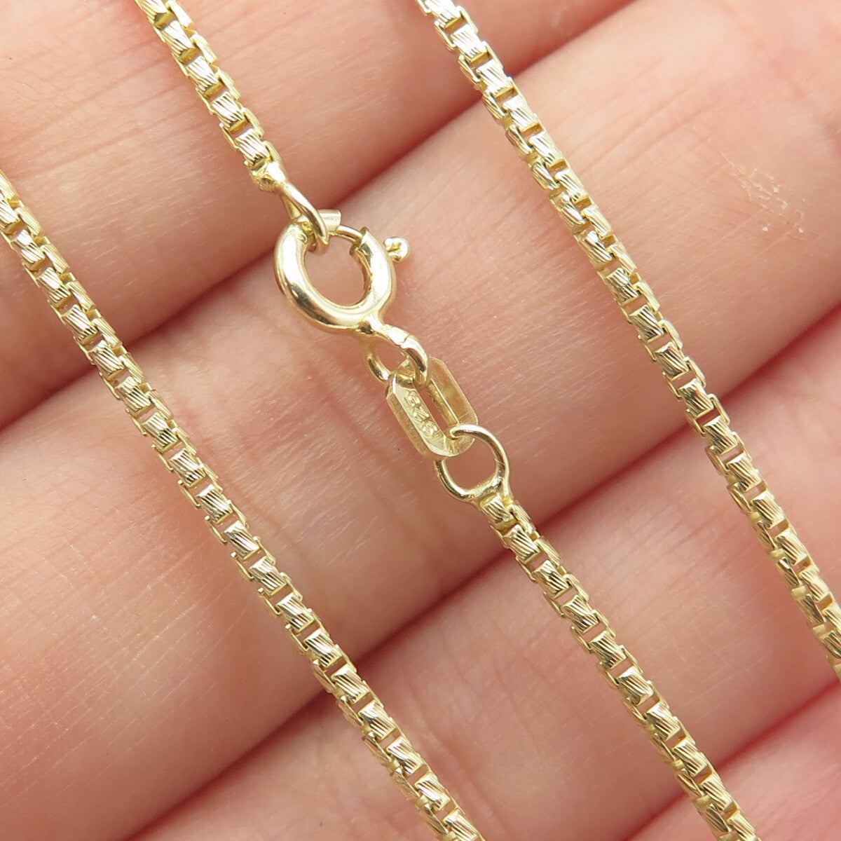 P. LUX 925 Sterling Silver Gold Plated Box Chain Necklace 16"
