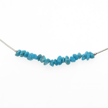 925 Sterling Silver Real Turquoise Beads Liquid Chain Necklace 18"