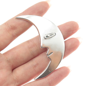 925 Sterling Silver Vintage Mexico Crescent Man in the Moon Pin Brooch