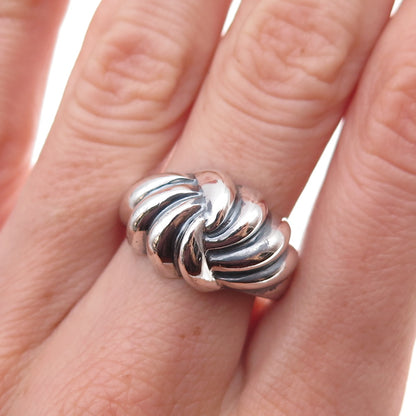 925 Sterling Silver Vintage Modernist Oxidized Ring Size 8.25