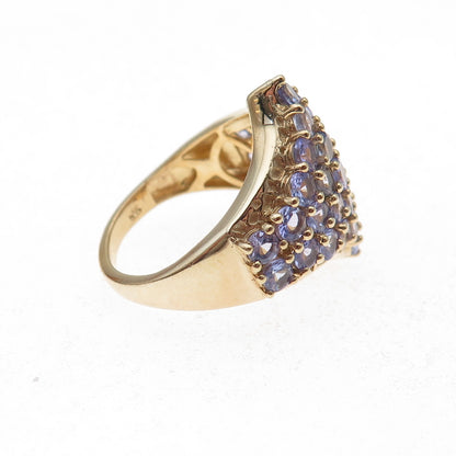 Chuck Clemency 925 Sterling Silver Gold Plated Real Tanzanite Ring Size 8