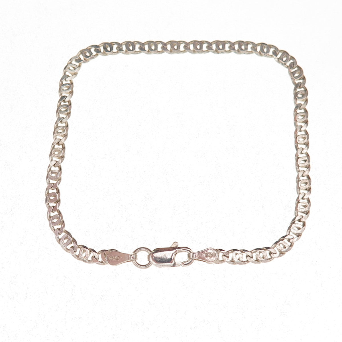 925 Sterling Silver Vintage Italy Anchor Mariner Link Bracelet 7"