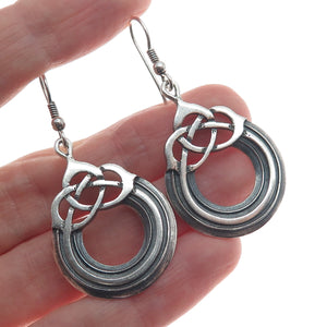 OLA M GORIE 925 Sterling Vintage Edinburgh Celtic Oxidized Dangle Earrings
