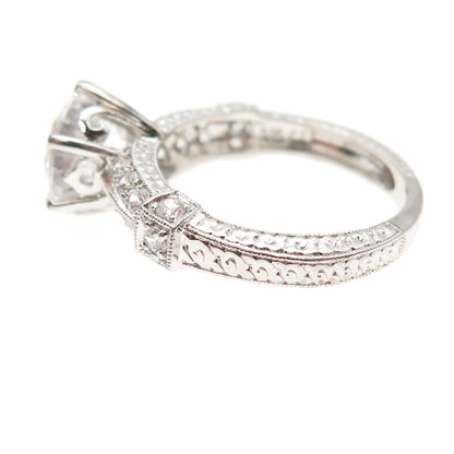 925 Sterling Silver Round-Cut C Z Engagement Ring Size 8