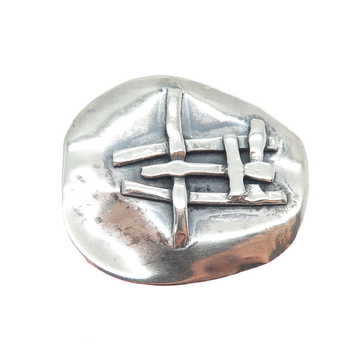 925 Sterling Silver Vintage Modernist Abstract Oxidized Pin Brooch