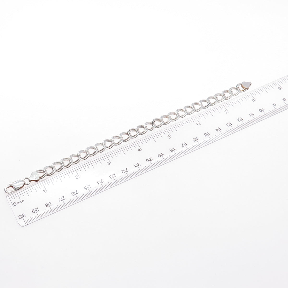 925 Sterling Silver Vintage Italy Double Curb Link Bracelet 8"