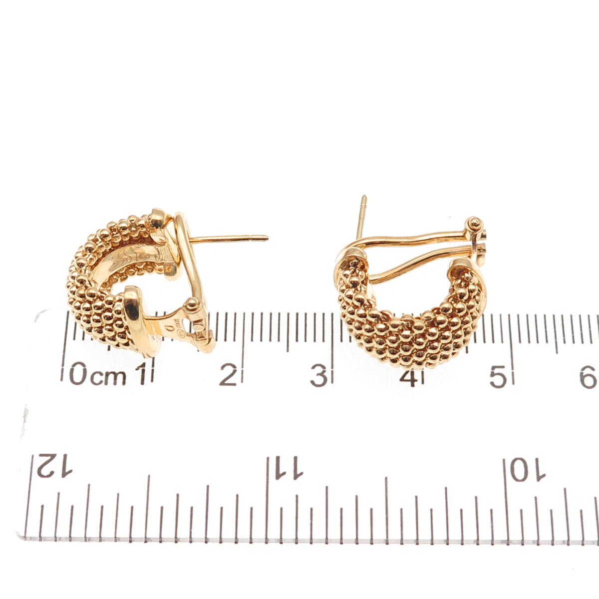 Dasan 925 Sterling Silver Gold Plated Italy Popcorn Link Omega Back Earrings
