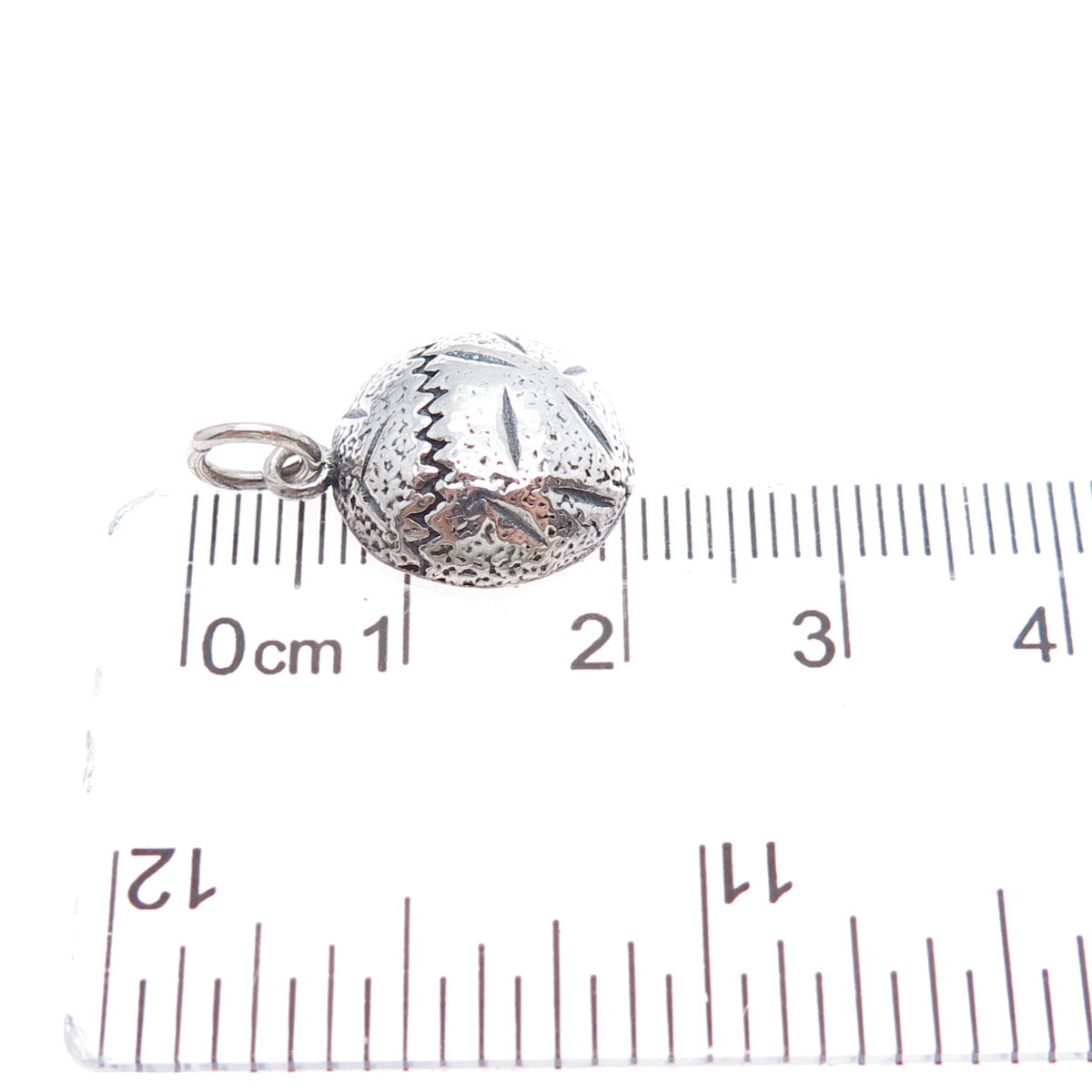 925 Sterling Silver Vintage Baseball Ball Oxidized Minimalist Charm Pendant