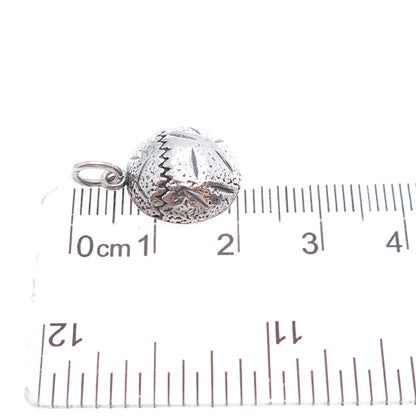 925 Sterling Silver Vintage Baseball Ball Oxidized Minimalist Charm Pendant