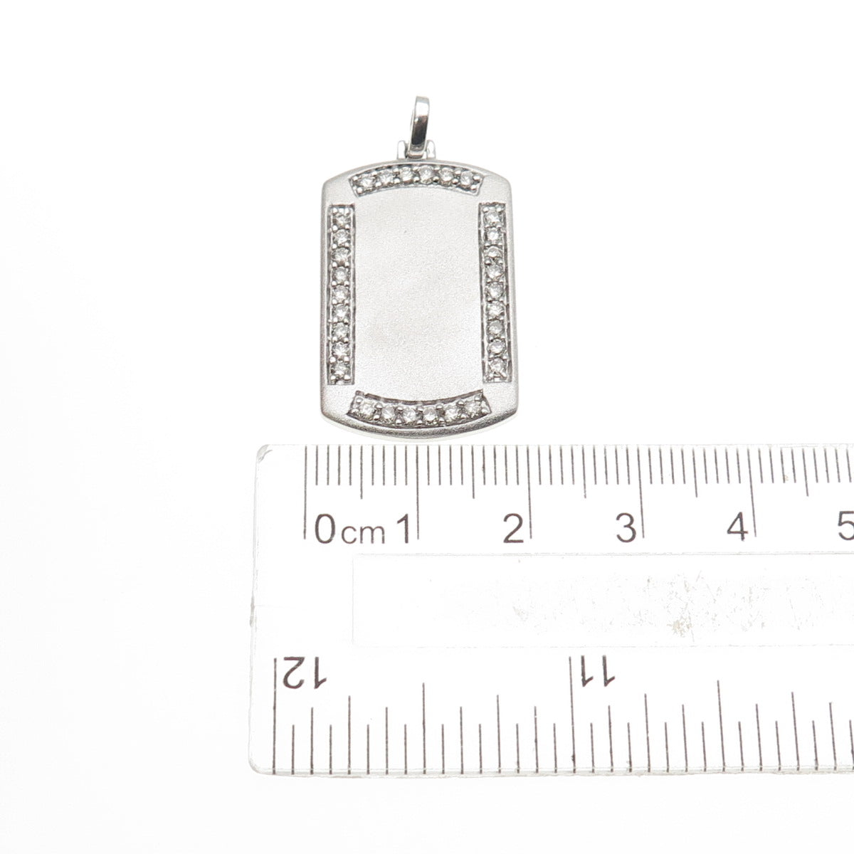 JANE SEYMOUR 925 Sterling Silver Real Round-Cut Diamond Tag Charm Pendant