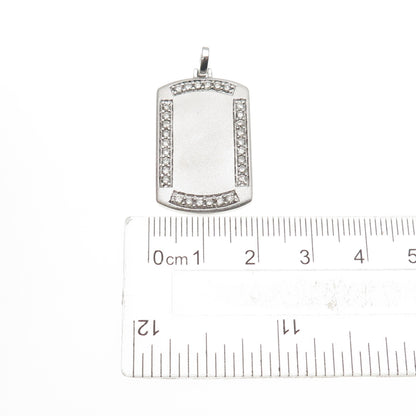 JANE SEYMOUR 925 Sterling Silver Real Round-Cut Diamond Tag Charm Pendant
