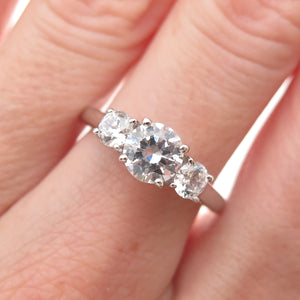 925 Sterling Silver Round-Cut C Z Engagement Ring Size 7.25