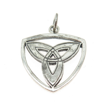 925 Sterling Silver Vintage Celtic Trinity Oxidized Pendant