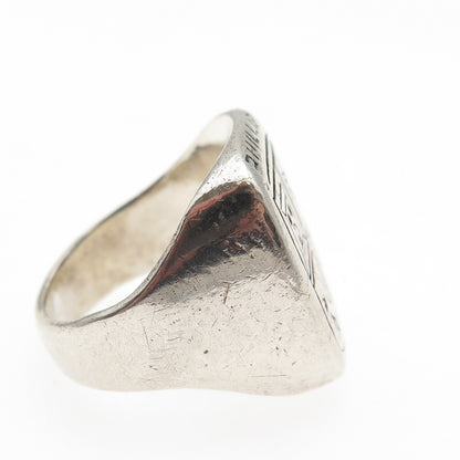 925 Sterling Silver Antique Phillip Royal Coat of Arms Signet Ring Size 8.75