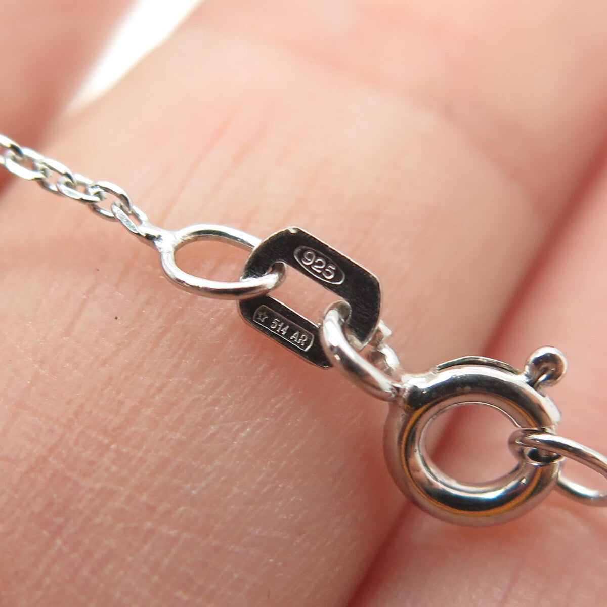 925 Sterling Silver C Z Letter "V" Initial Cable Chain Necklace 16"