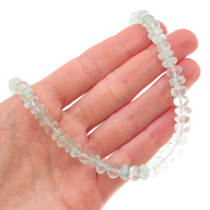 925 Sterling Silver Vintage Real Aquamarine Beaded Necklace 22"