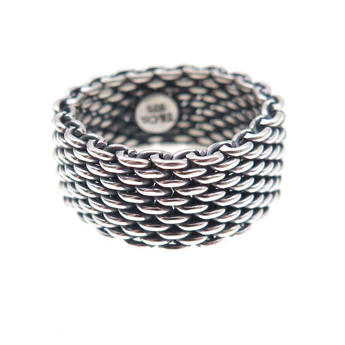Tiffany & Co. 925 Sterling Silver Vintage Somerset Mesh Ring Size 7